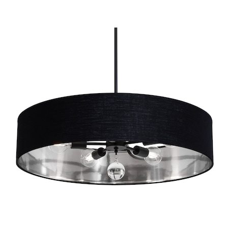 Afx Celine Pendant, 30'', Black Finish, Black/Silver Shade CLNP30MBBK-BKSL